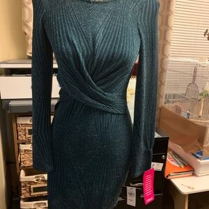 😍San Francisco/Elegant Hunter Green Mini Dress